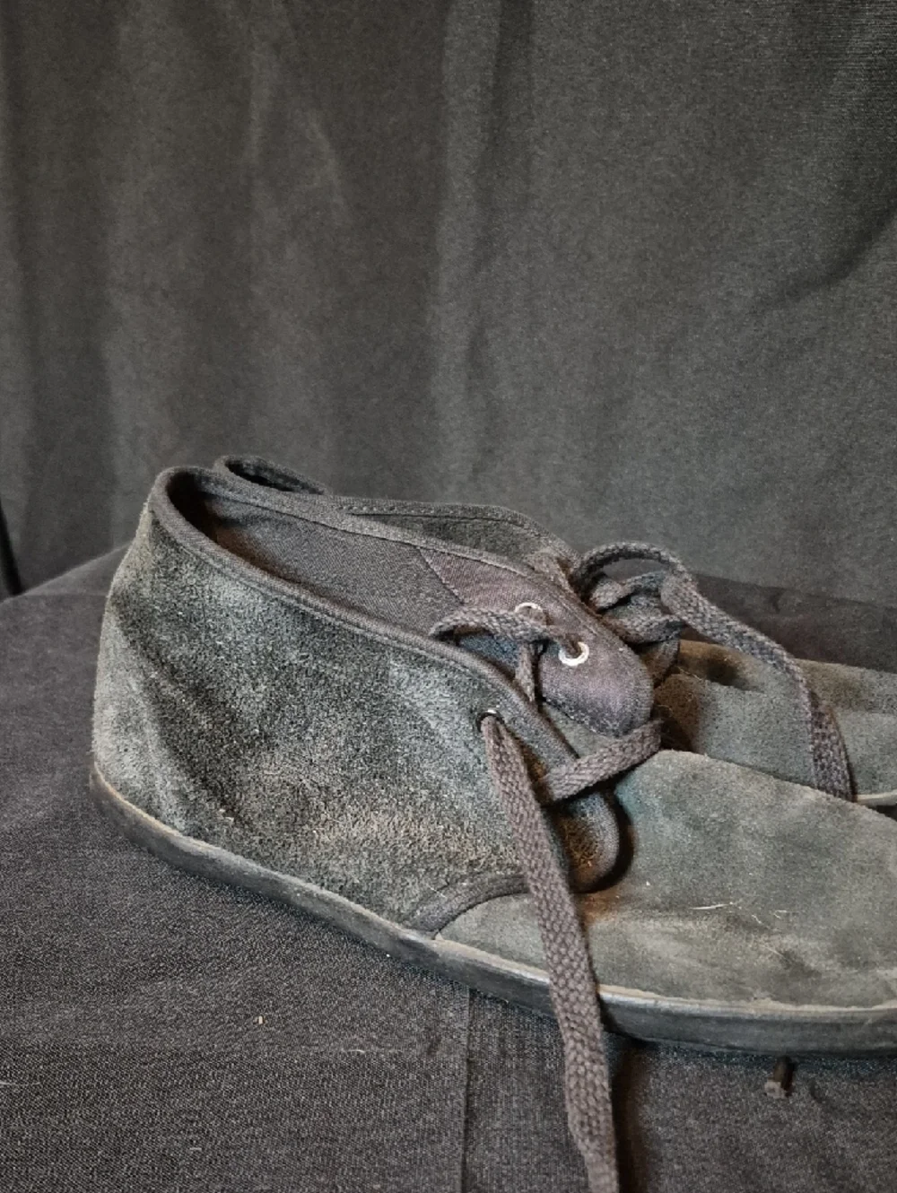 Black Suede Lace-Up Casual Shoes - Picture 6 of 7